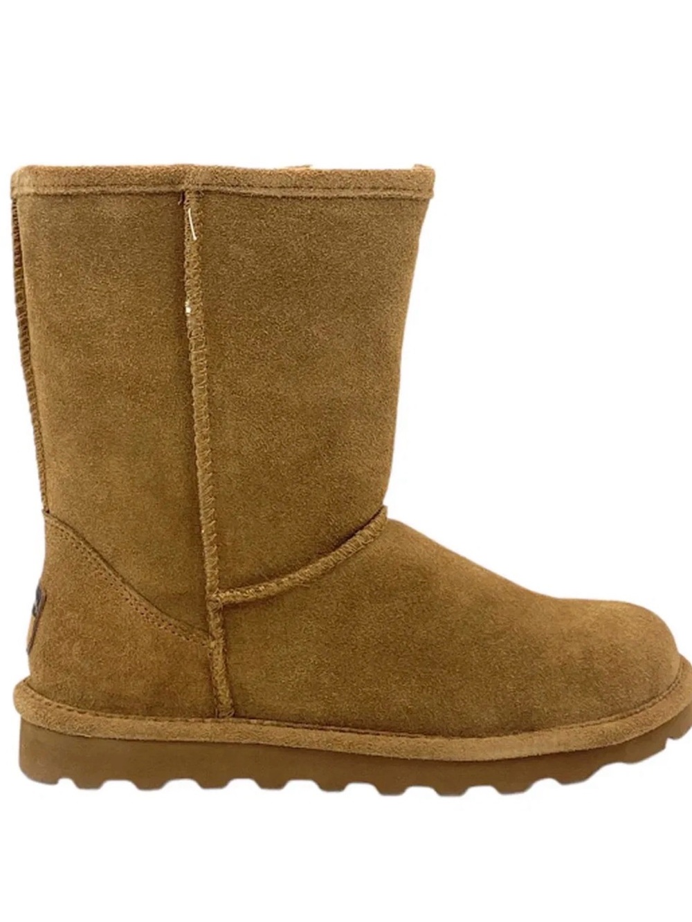 BEARPAW Elle Short Suede Sheepskin Boot with NeverWet Hickory II New